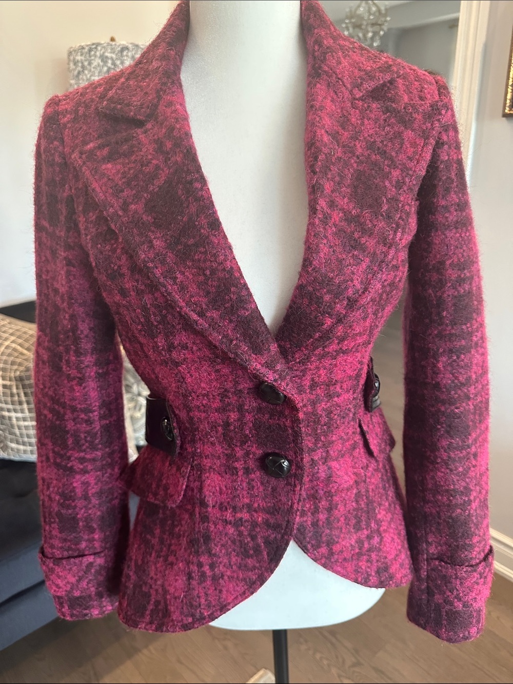 Smythe equestrian Plaid Tailored Wool-Blend Blazer - Picture 2 of 13